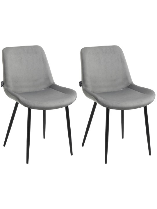 Set van 2 eetkamerstoelen Victoria fluweel, grijs