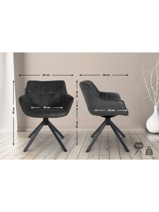 Stoel Westport Fluweel, donkergrijs