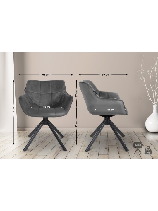 Stoel Westport Fluweel, grijs