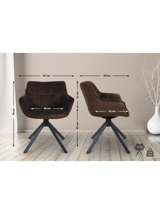 Stoel Westport Fluweel, bruin Stoel Westport Fluweel, bruin