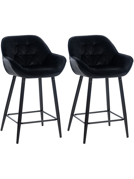 Set van 2 barkrukken Gibson 76 fluweel, zwart