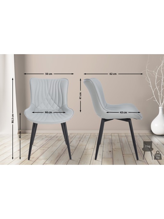 Stoel Brady kunstleer, grijs