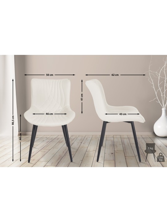 Stoel Brady fluweel, crème