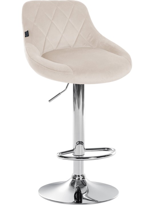 Barkruk Lazio fluweel chroom, crème