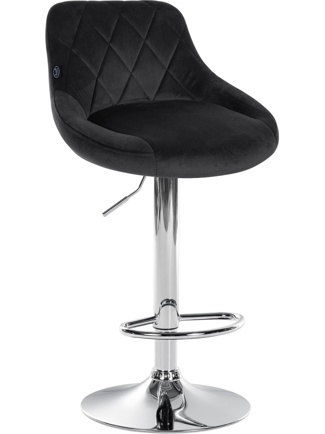 Barkruk Lazio fluweel chroom, zwart