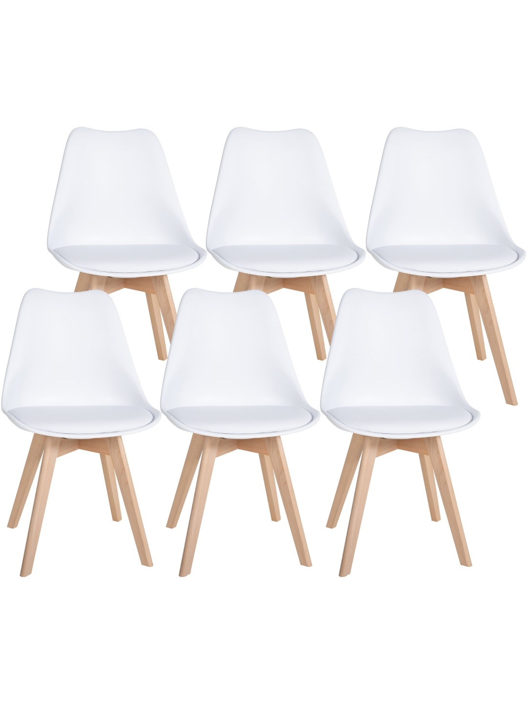 Set van 6 Ramsey eetkamerstoelen, wit