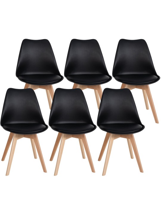 Set van 6 Ramsey eetkamerstoelen, zwart
