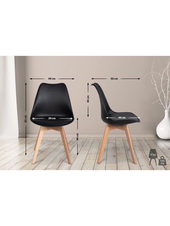 Set van 6 Ramsey eetkamerstoelen, zwart