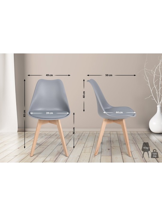 Set van 6 Ramsey eetkamerstoelen, grijs