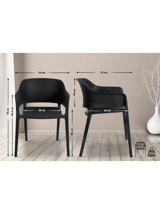 Set van 2 stapelstoelen Puebla, zwart