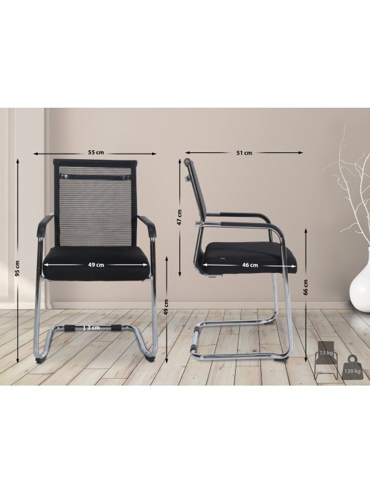 Set van 2 bezoekersstoelen Denny, chroom