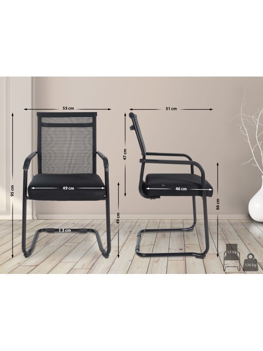 Set van 2 bezoekersstoelen Denny, zwart