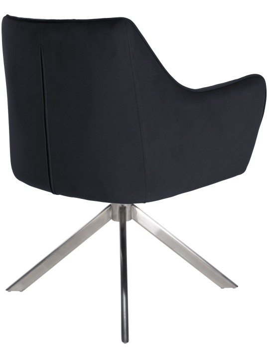 Eetkamerstoel Swing fluweel RVS, zwart