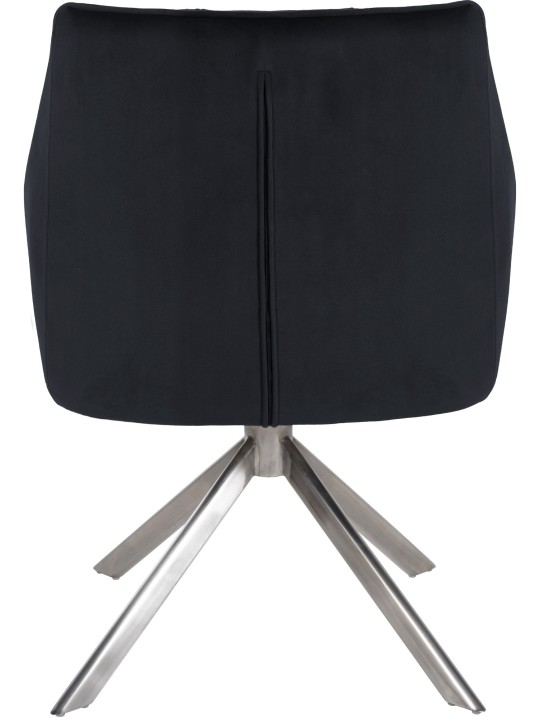 Eetkamerstoel Swing fluweel RVS, zwart