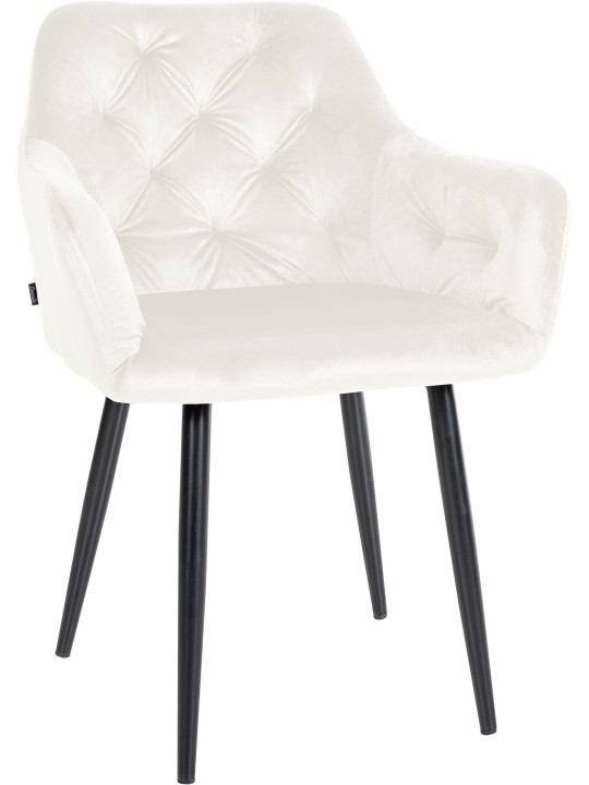 Stanley fluwelen eetkamerstoel, crème