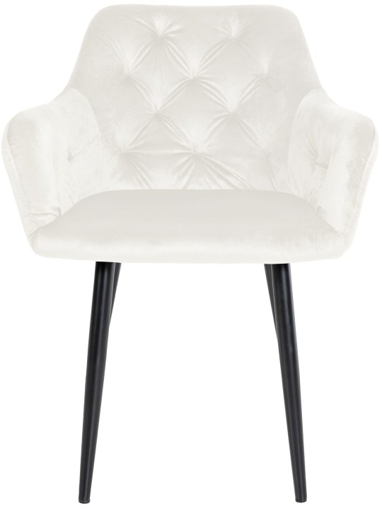 Stanley fluwelen eetkamerstoel, crème