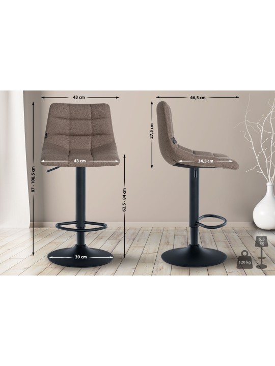 Set van 2 barkrukken Jerry stof, taupe