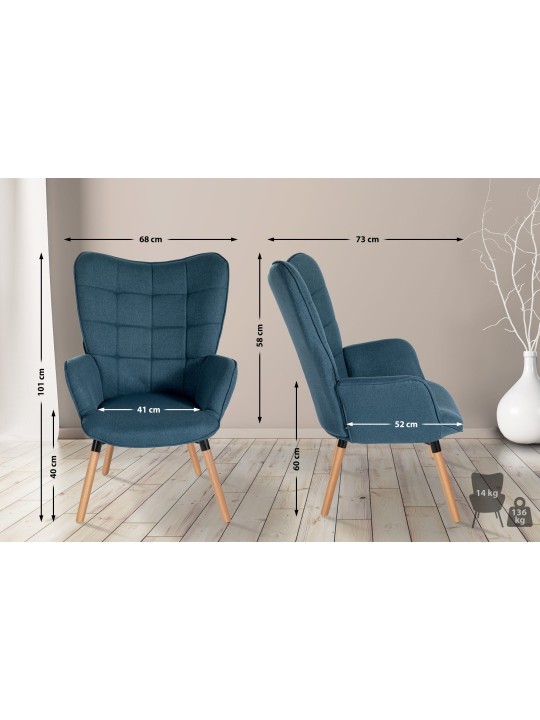 Fauteuil Tuinstof, blauw Fauteuil Tuinstof, blauw