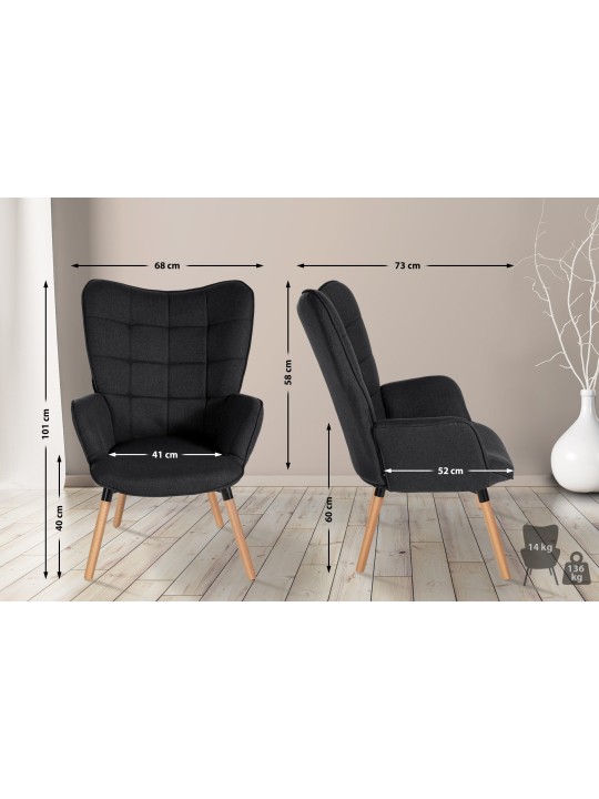 Fauteuil Tuinstof, zwart Fauteuil Tuinstof, zwart