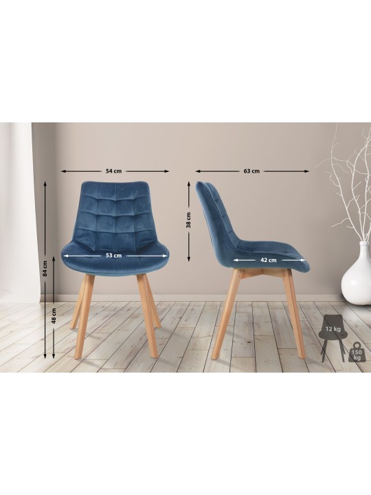 Set van 2 stoelen Brook fluweel, blauw