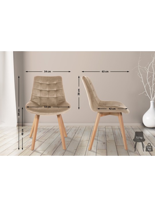 Set van 2 stoelen Brook fluweel, bruin