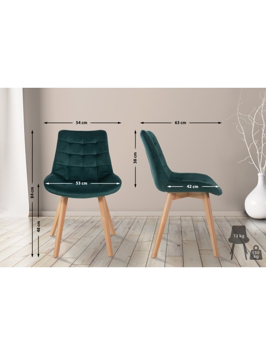 Set van 2 stoelen Brook fluweel, groen