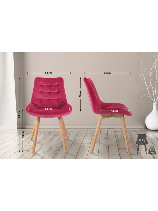 Set van 2 stoelen Brook fluweel, rood
