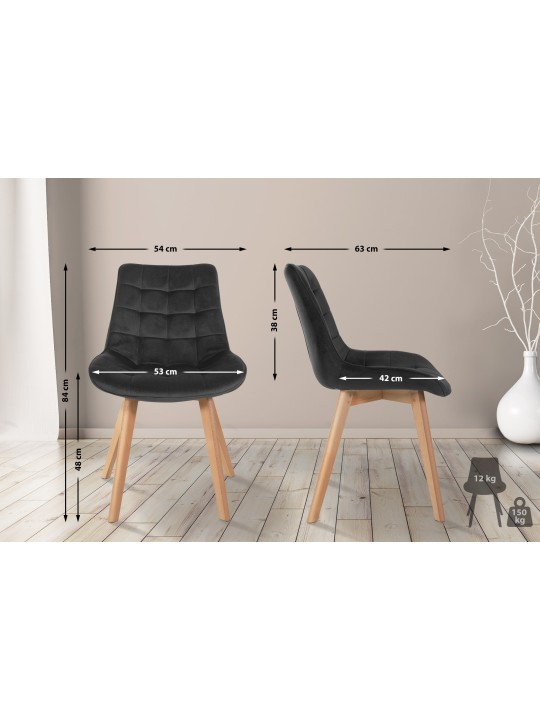 Set van 2 stoelen Brook fluweel, zwart