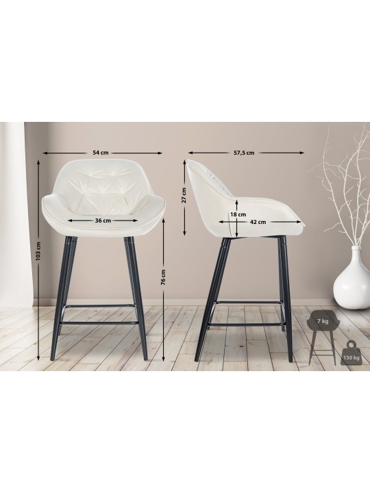 Set van 2 barkrukken Gibson 76 fluweel, crème