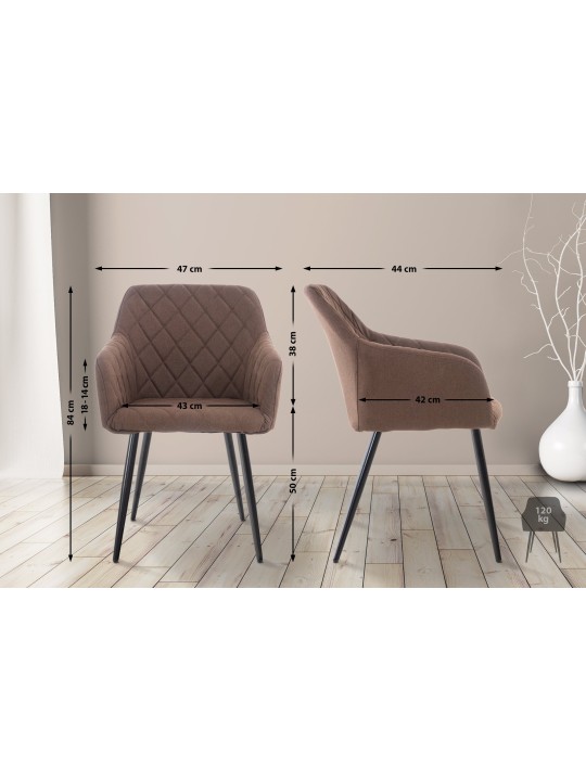 Eetkamerstoel Shila stof, bruin Eetkamerstoel Shila stof, bruin