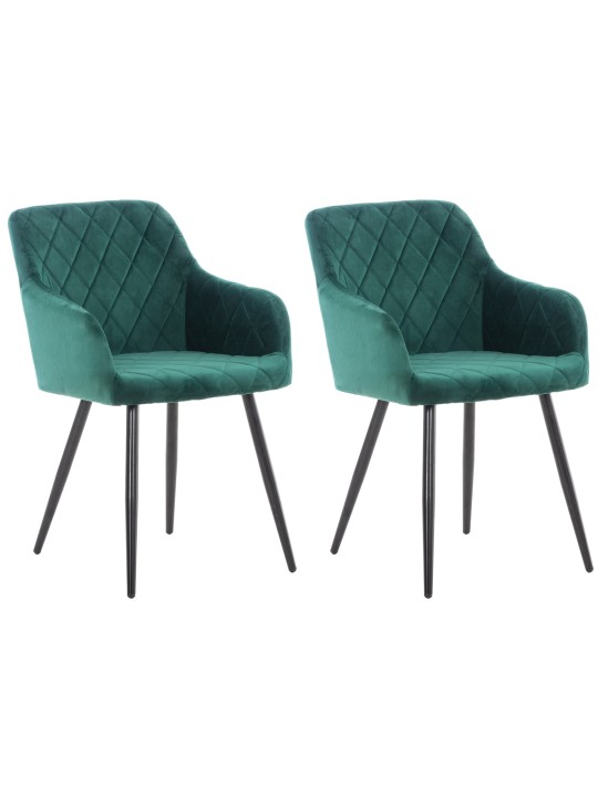 Set van 2 eetkamerstoelen Shila fluweel, groen