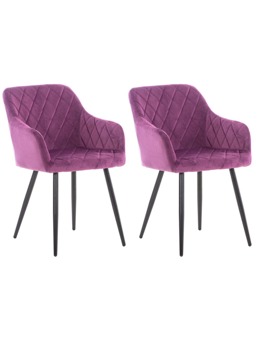 Set van 2 eetkamerstoelen Shila fluweel, lila