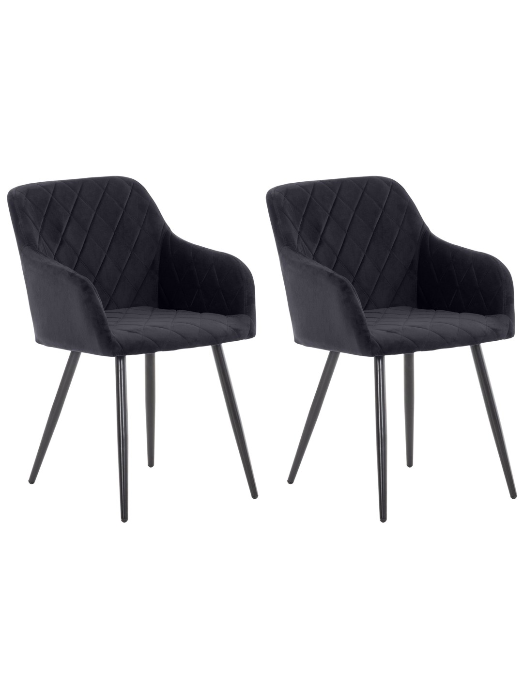 Set van 2 eetkamerstoelen Shila fluweel, zwart