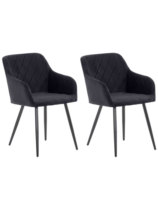 Set van 2 eetkamerstoelen Shila fluweel, zwart
