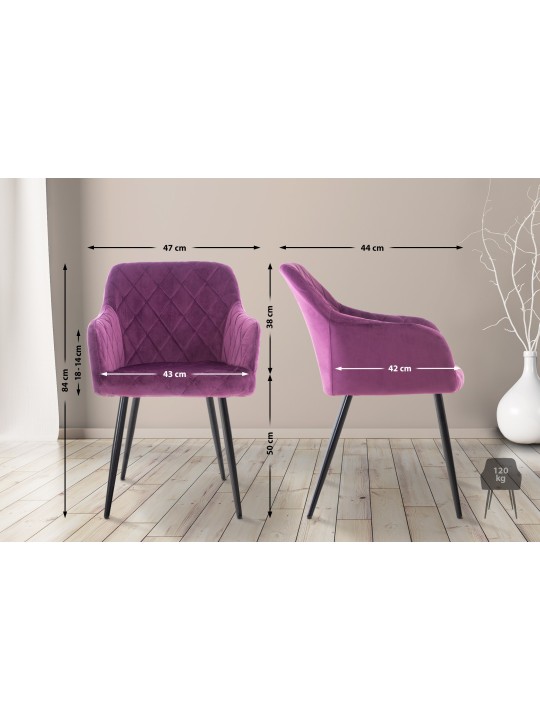 Set van 2 eetkamerstoelen Shila fluweel, lila Set van 2 eetkamerstoelen Shila fluweel, lila