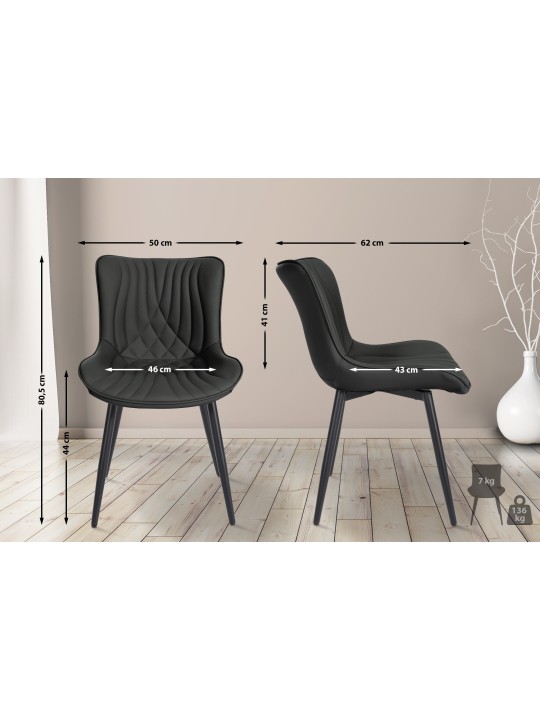 Set van 2 stoelen Brady kunstleer, zwart