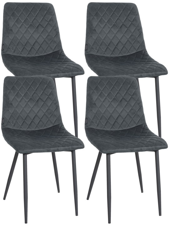 Set van 4 stoelen Telde fluweel, donkergrijs