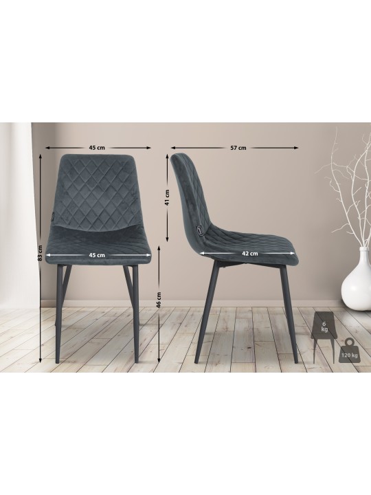 Set van 4 stoelen Telde fluweel, donkergrijs