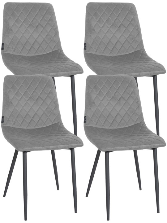 Set van 4 stoelen Telde fluweel, grijs