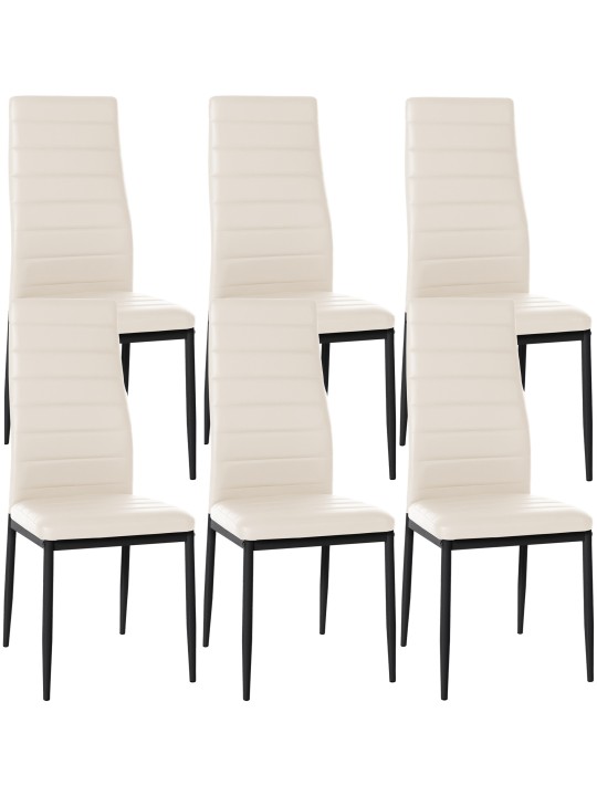 Set van 6 eetkamerstoelen Mayfair kunstleer, crème