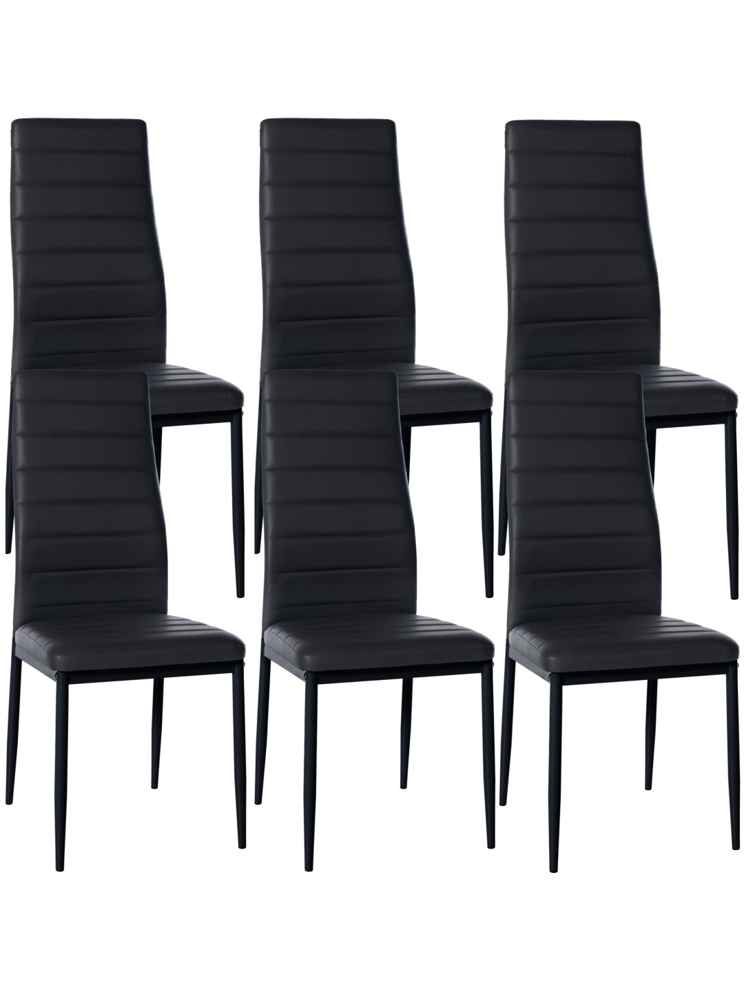 Set van 6 eetkamerstoelen Mayfair kunstleer, zwart