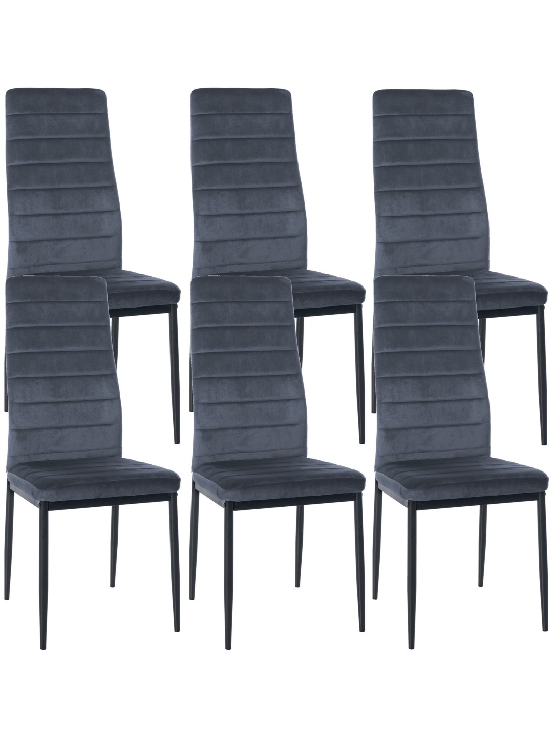 Set van 6 eetkamerstoelen Mayfair fluweel, lichtgrijs