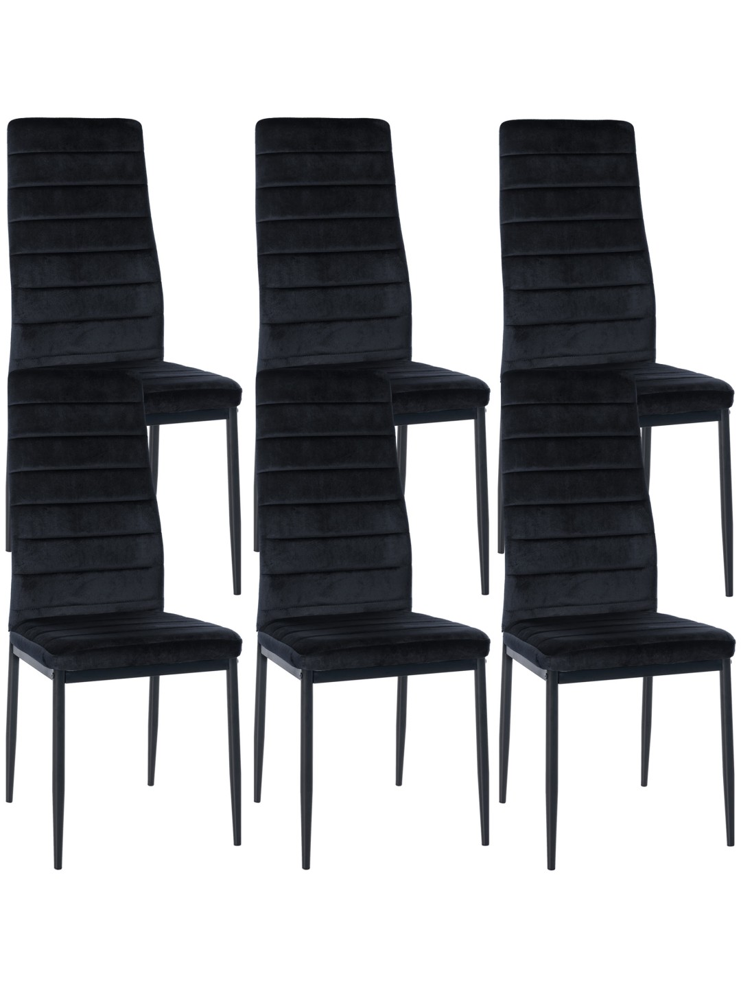 Set van 6 eetkamerstoelen Mayfair fluweel, zwart