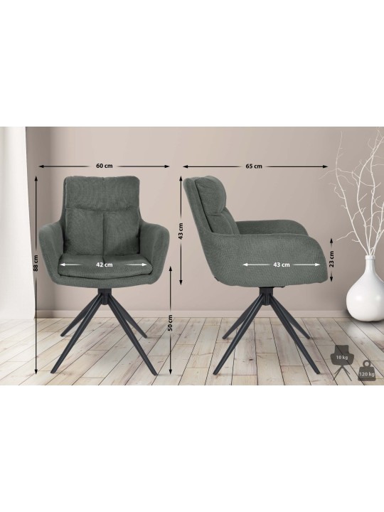 Eetkamerstoel Vilas stof, grijs