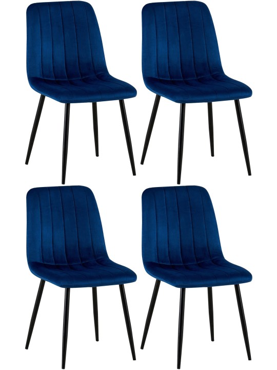 Set van 4 stoelen Dijon fluweel, blauw