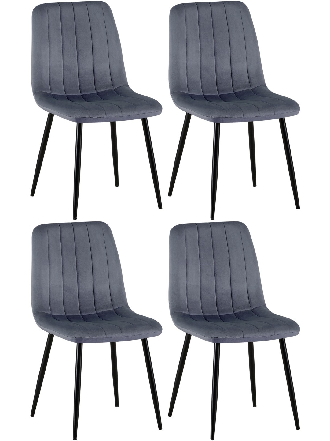 Set van 4 stoelen Dijon fluweel, donkergrijs