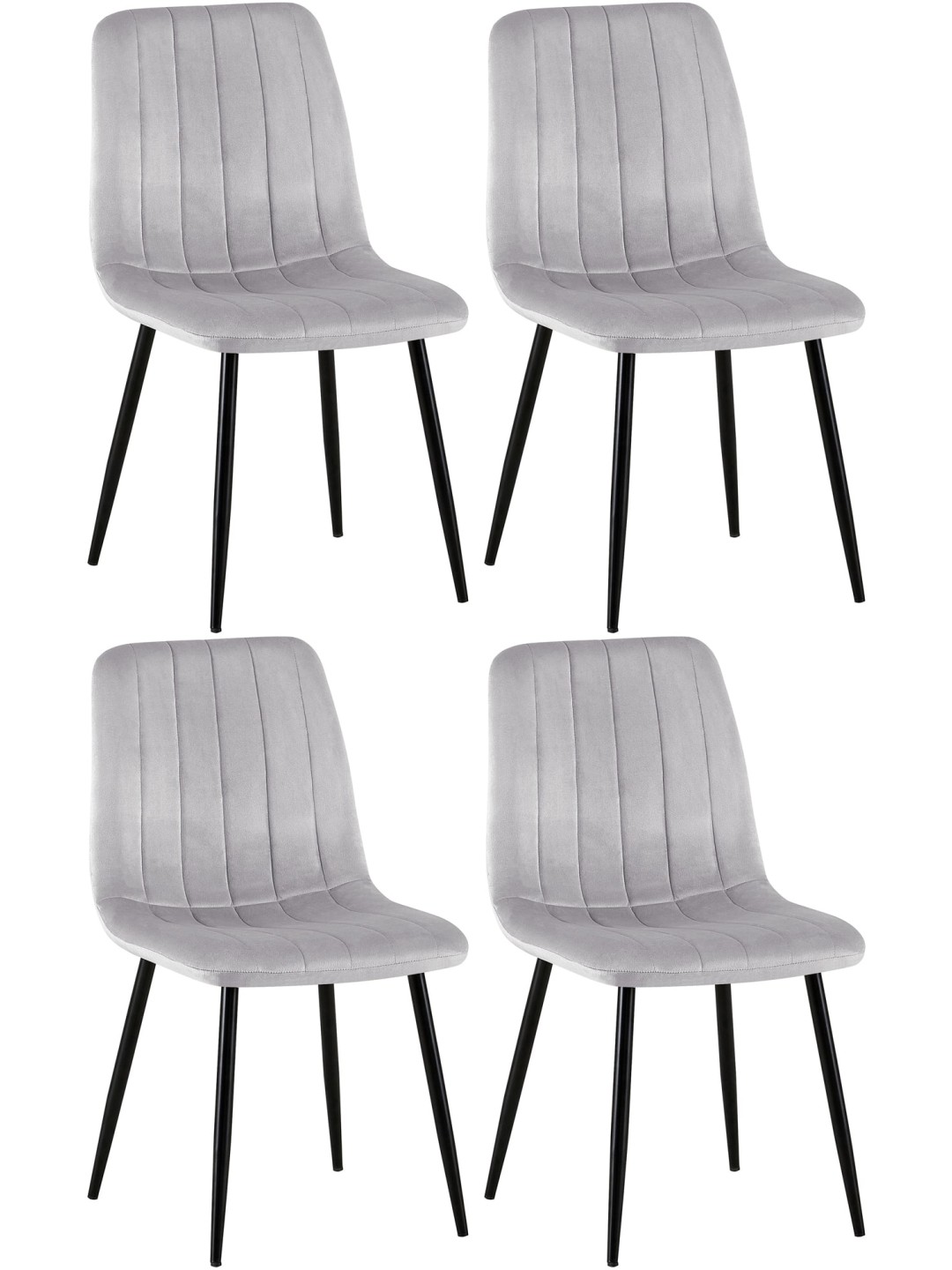 Set van 4 stoelen Dijon fluweel, grijs