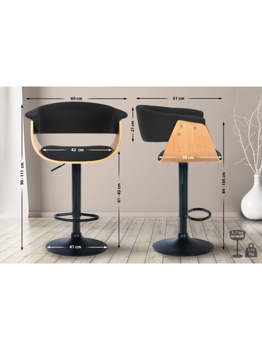 Set van 2 barkrukken Vestaalse stof, naturel/zwart