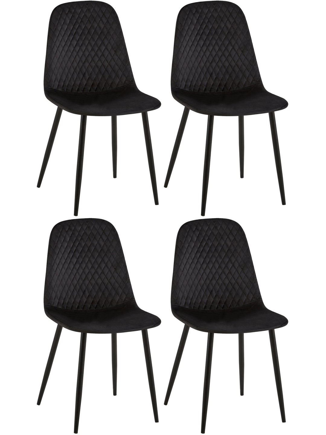 Set van 4 stoelen Giverny fluweel, zwart