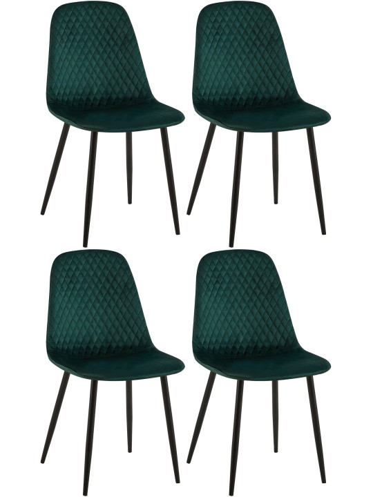 Set van 4 stoelen Giverny fluweel, groen